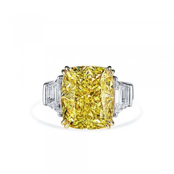 Luxury jewelry Fancy yellow fat square ice flower cut two-color electroplated high carbon diamond 925 sterling silver ring