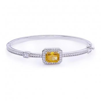 High Quality Luxury 925 Sterling Silver Fancy Vivid Yellow High Carbon Diamond Bracelet