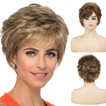 Fashion Women Light Brown Fluffy Temperament Short Hair Chemical fiber Wig