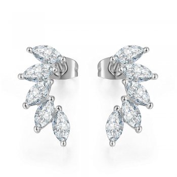 Angel Wings Shaped High Carbon Diamond Women's Earrings 925 Silver Earrings