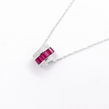 New S925 silver inlaid red corundum fashion necklace