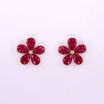 Hot selling simple style petal zircon 925 silver needle ear needle