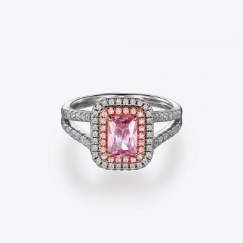 Hot sale 15CT Fancy Pink Ice Flower Cut High Carbon Diamond Panyu Silver Ring