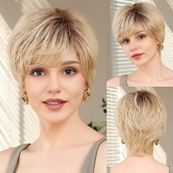 New Women's fashion short Straight Hair Oblique Bangs Temperament short Wave wave Chemical Fiber Wig