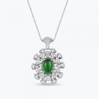 New S925 silver cultured emerald flower-shaped exquisite female necklace