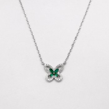 S925 sterling silver green butterfly necklace light luxury niche design high carbon diamond temperament versatile necklace