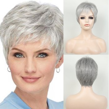 Fashion Gray Women's Chmical Fiber Wig