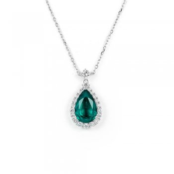 Cultivated Emerald S925 Silver Necklace Women's Pendant Light Luxury Simple Clavicle Chain