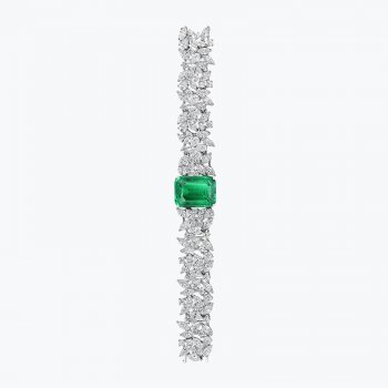 925 Silver European and American Creative Cultivated Emerald Leaf Shaped Bracelet