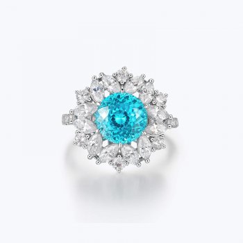 Light luxury Russian cut round sapphire female ring