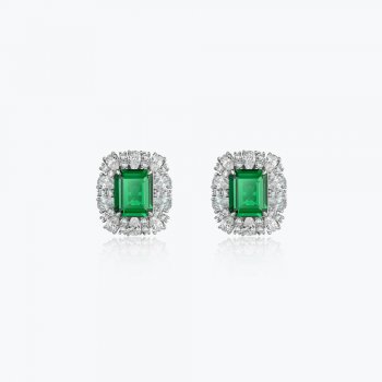 New S925 silver simulated emerald 9g luxury inlaid elegant female earrings