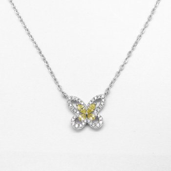 S925 sterling silver lemon butterfly necklace light luxury niche design high carbon diamond temperament versatile necklace