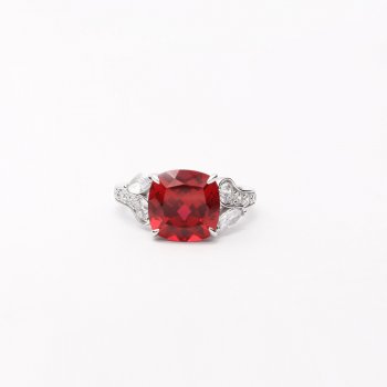 Ruby Ring 925 Silver Red Corundum Pigeon Blood Red Luxury Atmospheric Women's Ring