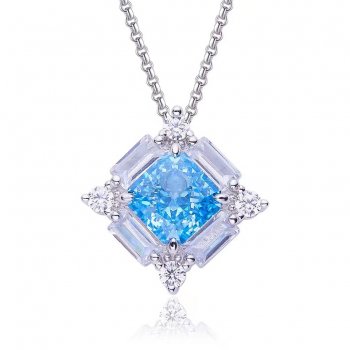 S925 silver pendant ice flower cut high carbon diamond surrounded by zircon fashion light luxury necklace