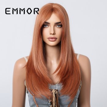 Medium Length Straight Orange Wig