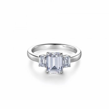 Hot selling white gold plated exquisite niche sparkling white diamond ring