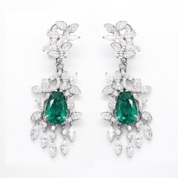 S925 silver autumn leaves emerald earrings light luxury noble design earrings