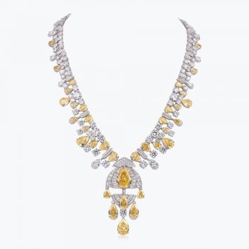 High-end luxury banquet-grade synthetic vivid yellow diamond necklace for women S925 silver inlaid zircon high-end necklace