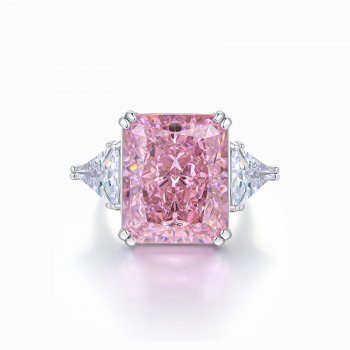 High carbon diamond fashion all over s925 sterling silver vivid pink cherry blossom pink ice flower cut large carat ring