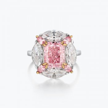 Hot sale new bubble gum style ice flower cut vivid pink high carbon diamond ring female S925 sterling silver ring