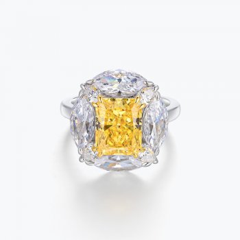 New popular 925 silver elegant yellow diamond versatile commuter ring