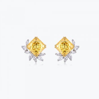 Hot sale imitation colorful yellow crystal tourmaline lady style earrings female temperament earrings