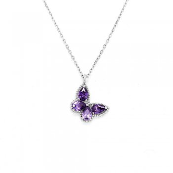 Classic S925 sterling silver purple butterfly light luxury high carbon diamond temperament versatile necklace