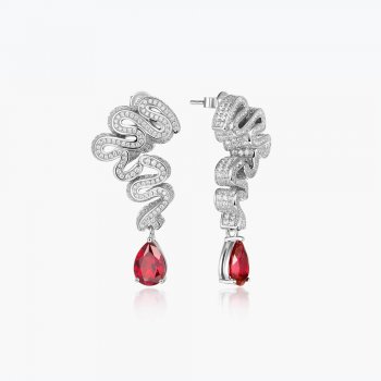 925 silver synthetic zircon earrings high-end luxury inlaid pigeon blood red earrings personality style earrings