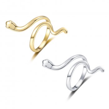 Simple snake-shaped ring women's fashion niche design copper-plated 18K gold animal snake index finger hand jewelry