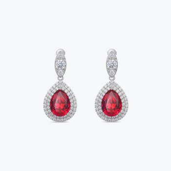 Luxury fashion high-grade earrings 925 silver colored gemstone pigeon blood red teardrop-shaped temperament women's earrings