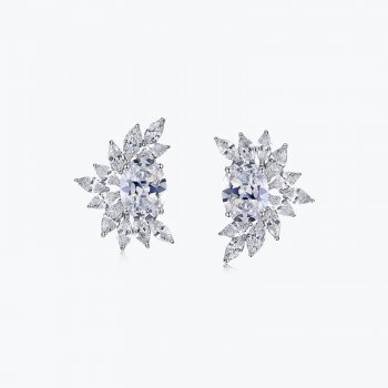 New silver S925 luxury white high carbon diamond earrings European and American light luxury temperament ice flower cut earrings