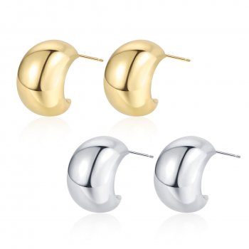 Fashionable and popular earrings 18K gold semicircular C-shaped hollow earrings women's trendy earrings