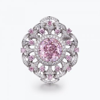 Elegant 925 silver inlaid pink zircon niche personality brooch can be used as a watch