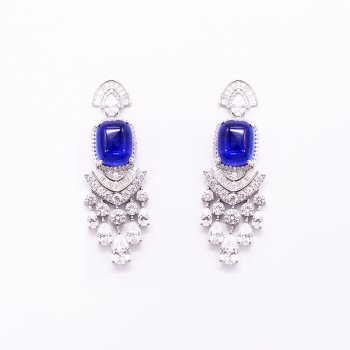 Hot sale 925 silver high quality earrings royal blue high carbon diamond dress earrings