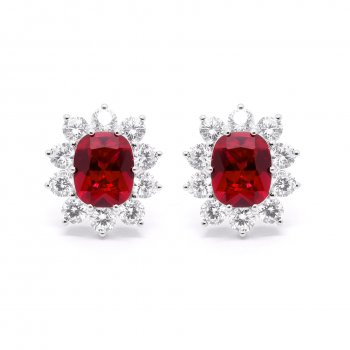 925 silver synthetic zircon earrings high-end luxury inlaid pigeon blood red earrings light luxury style earrings