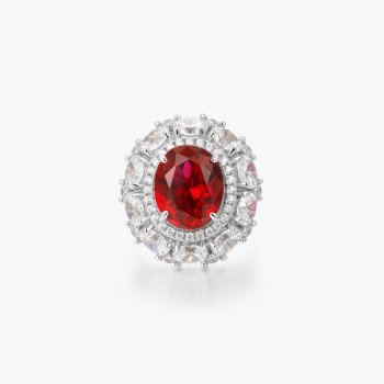 Temperamental red corundum pigeon egg luxury high-grade colored gem ring