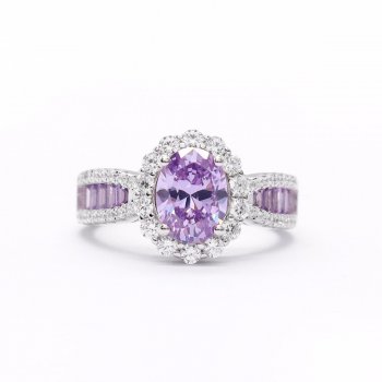 S925 sterling silver ring high-grade purple gemstone zircon inlaid high-grade exquisite temperament closed ring