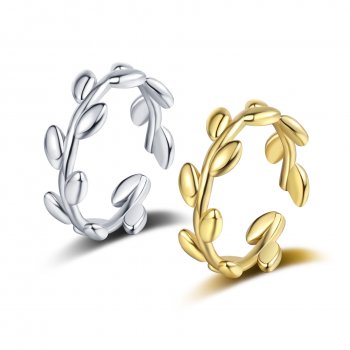 New tree bud and leaf ring women's niche design olive branch hand jewelry