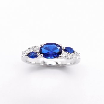 925 sterling silver inlaid royal blue zircon fashion women's ring