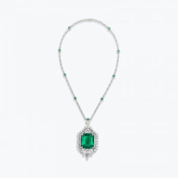 High Quality S925 Silver Synthetic Emerald Pendant Universal Buckle Chain Women's Necklace