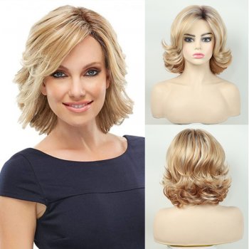 Temperament Ladies Blonde Fluffy Short Curly Hair Chemical Fiber Wig