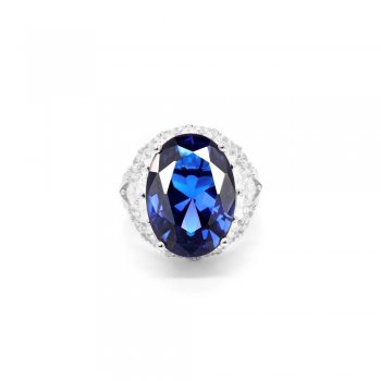 High-end jewelry cultivated royal sapphire S925 silver female ring with zircon