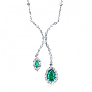 Pear-Shaped Cultivated Emerald S925 Silver White-Plated Pendant 1.88CT Temperament Necklace