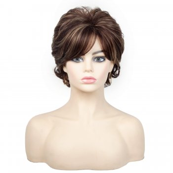 Fashion New Short Curly Hair Dark Brown Temperament Models Chemical Fiber Wig