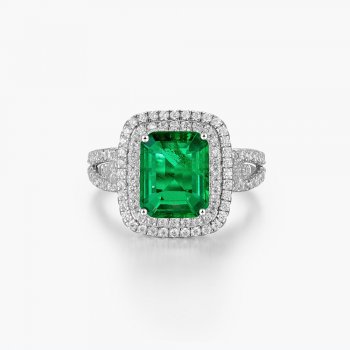 Popular 925 sterling silver jewelry 13*18MM emerald halo ring