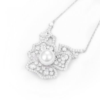 Synthetic pearl flower necklace for women, new style, simple temperament, advanced design, light luxury clavicle chain