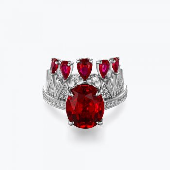 New Year of the Zodiac Six Red Diamond Princess Crown Ring