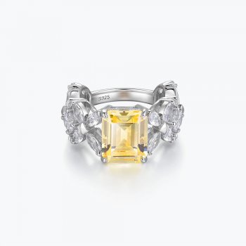 S925 silver hypoallergenic ring European and American style light luxury style yellow female ring