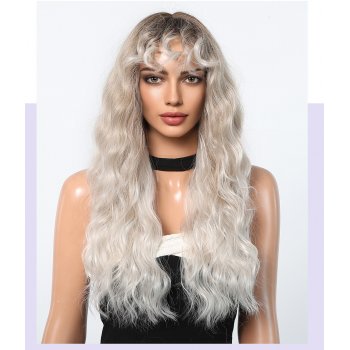 Platinum wool long curly hair fashionable lazy atmosphere wig