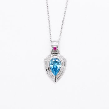 Cultivation aquamarine necklace ins trend S925 silver light luxury niche design water drop pendant clavicle chain